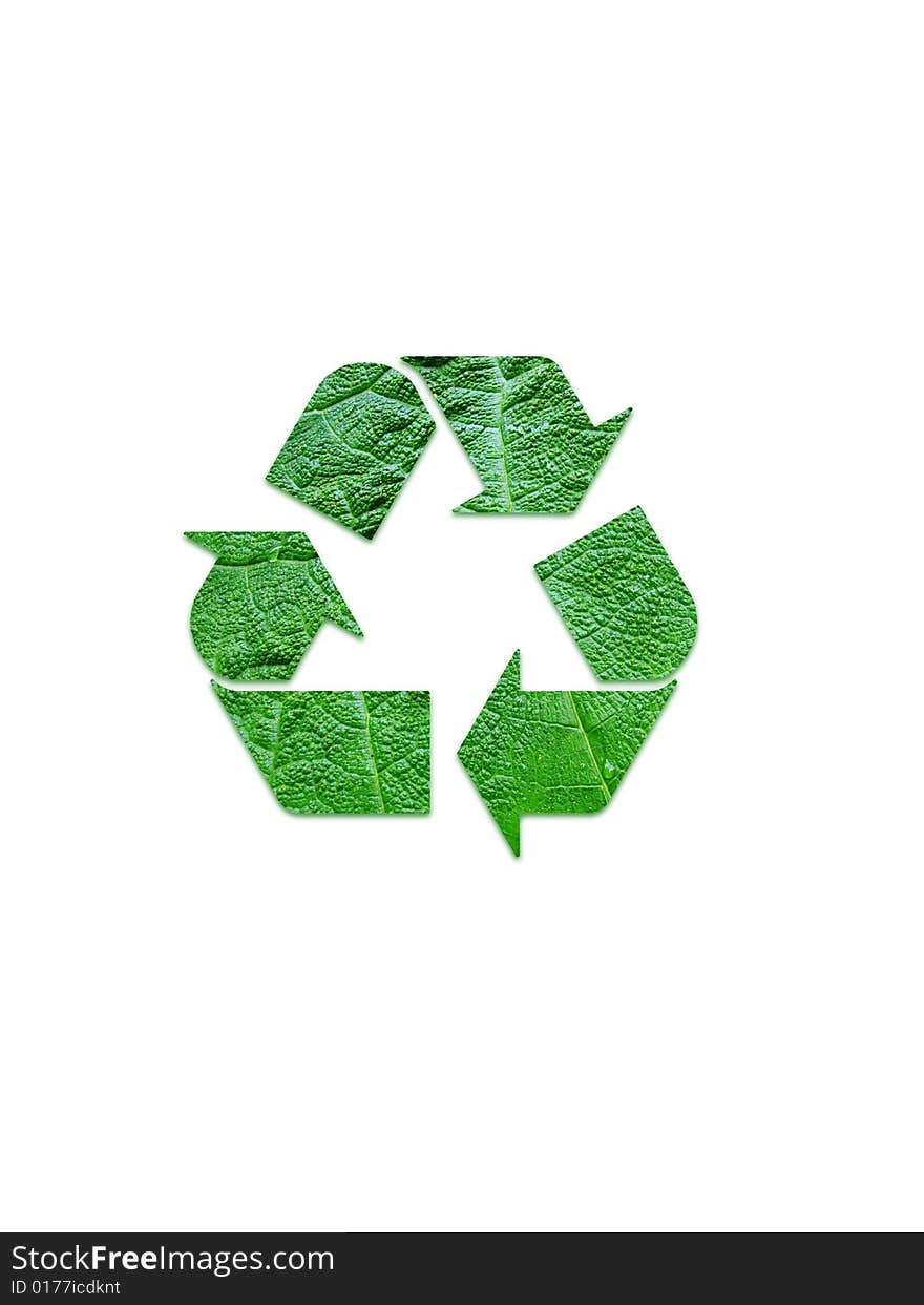 Green recycle symbol on white