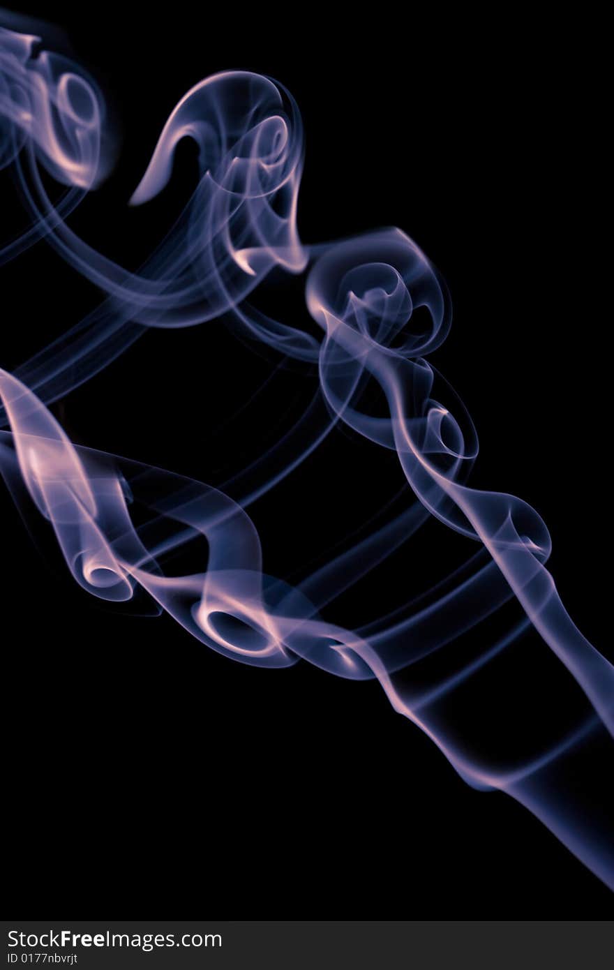 Blue smoke isolated on black