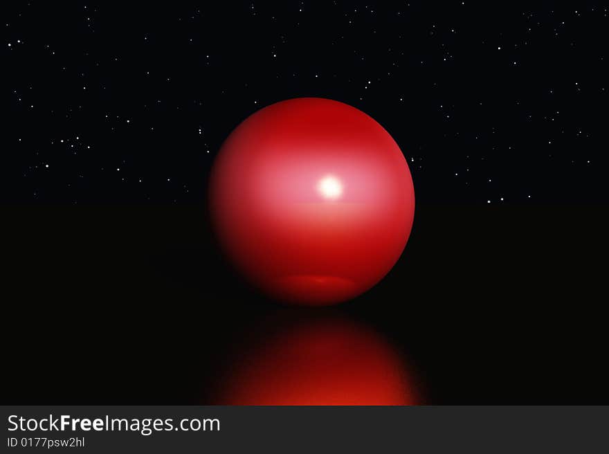 Illustration of a bright red ball against the night sky. Illustration of a bright red ball against the night sky.