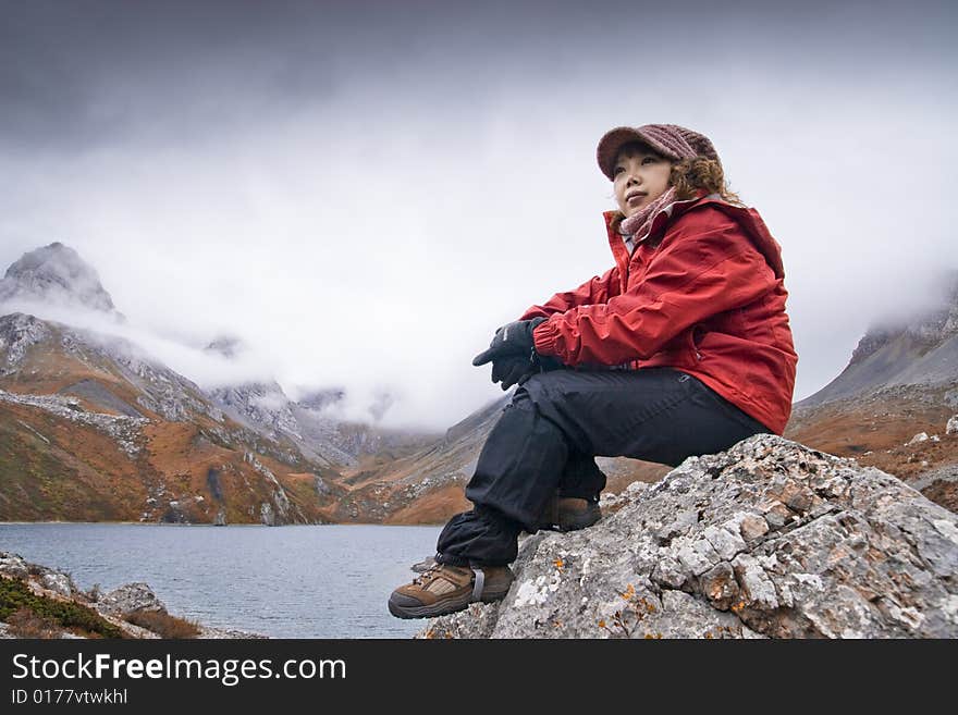 A sitting girl