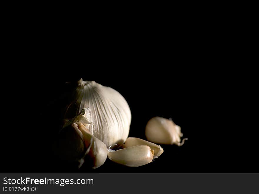 Garlic black background