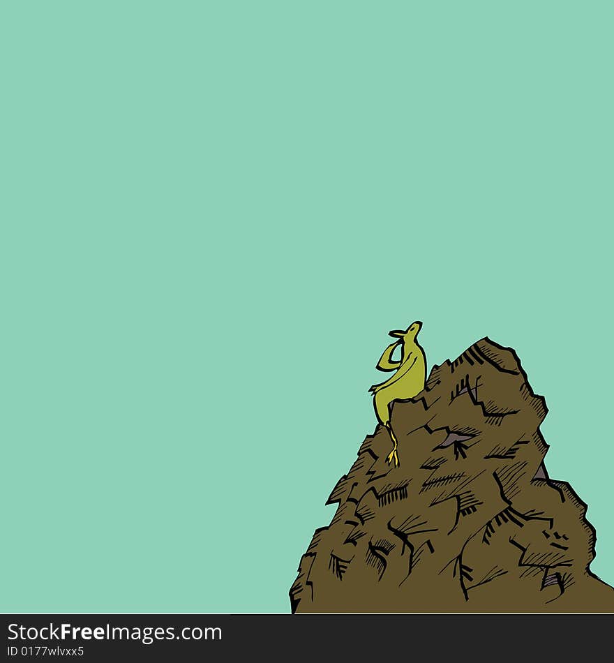 A fully scalable vector illustration of someone thinking on a mountain. Jpeg and Illustrator AI file included. A fully scalable vector illustration of someone thinking on a mountain. Jpeg and Illustrator AI file included.