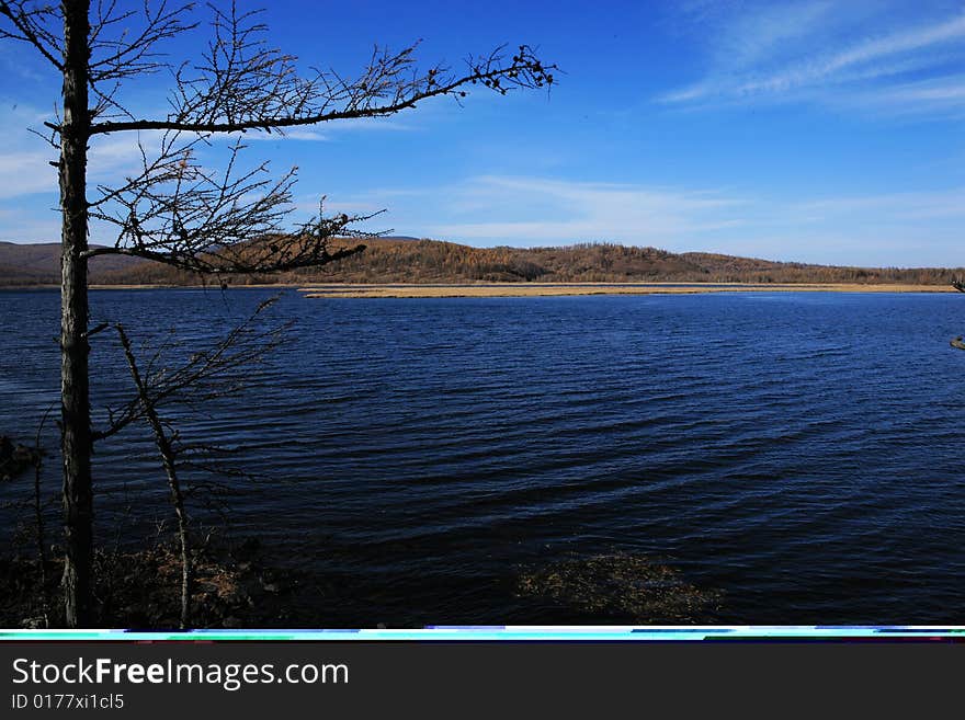 The lake in arxan national geopark