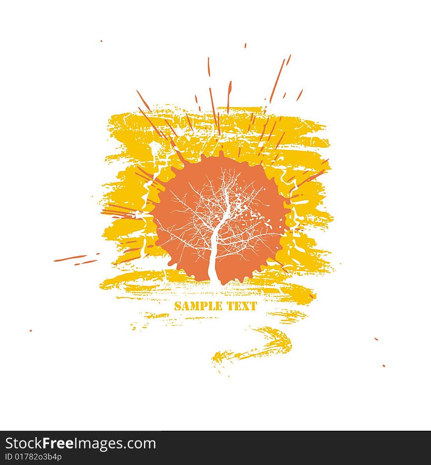 Grunge Tree Yellow and Orange Background. Grunge Tree Yellow and Orange Background