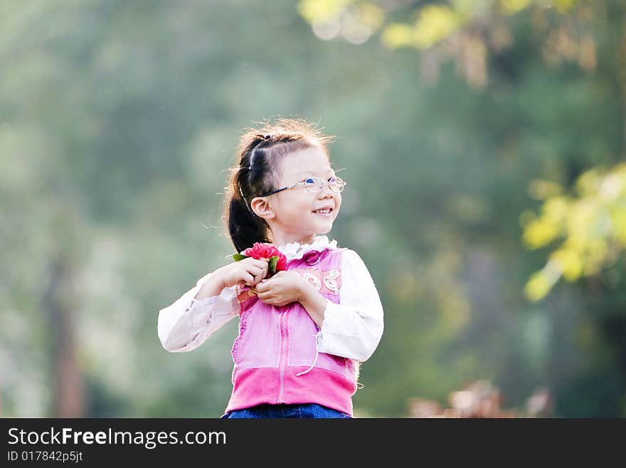 The girl with the sunshine  outside. The girl with the sunshine  outside.