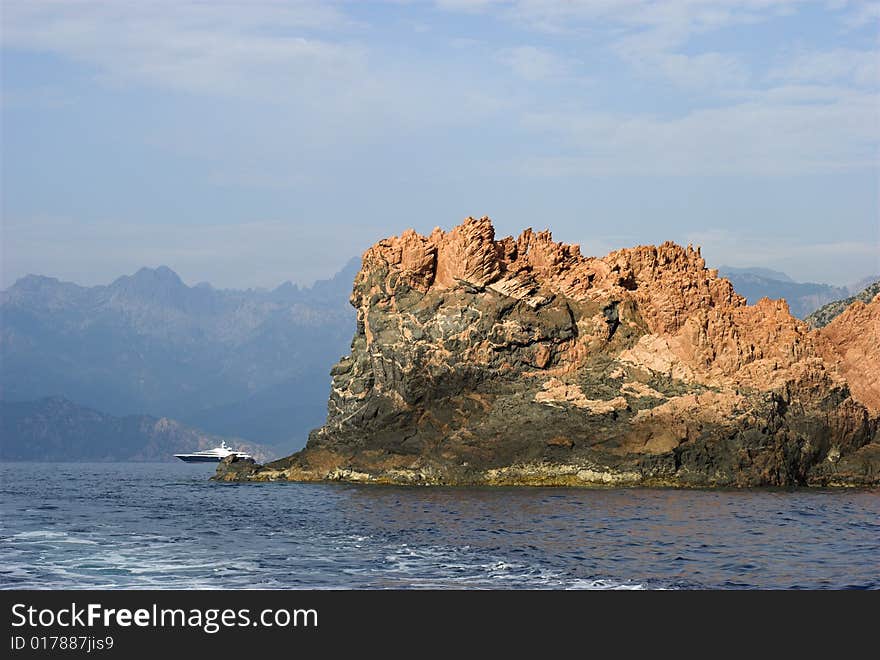 Mountain and Luxury Boat