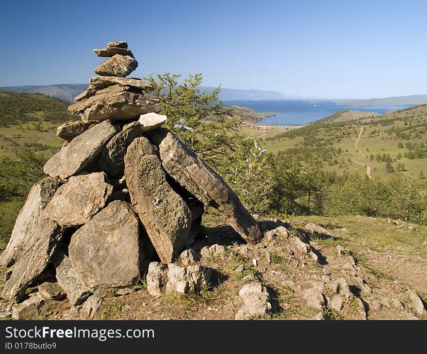 Summer landscape at the Baikal lake in Siberia