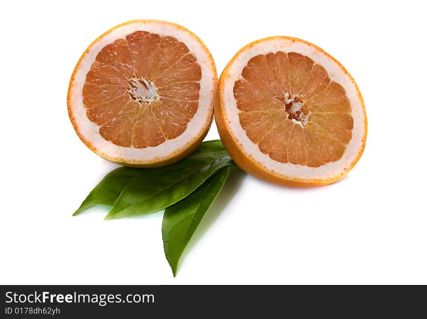 Ruby grapefruits isolated on white