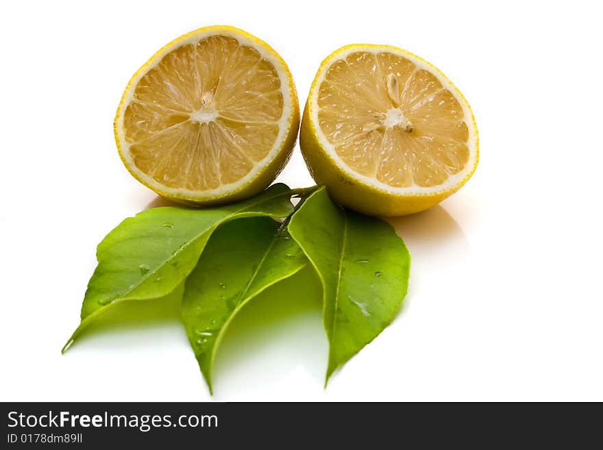 Ripe lemons isolated on white