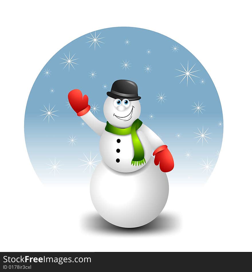 Snowman Waving Cartoon