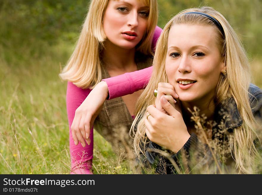 Sisters in the grass