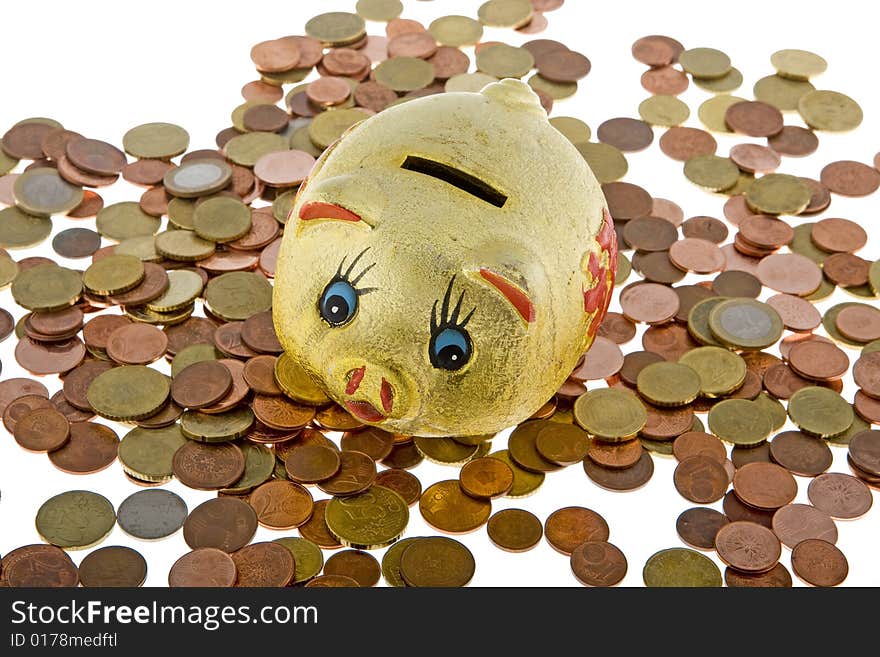 Piggy bank with small change