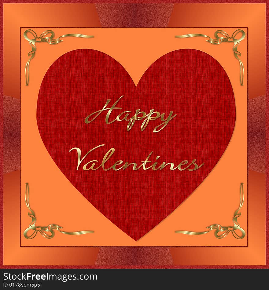 Beautiful orange valentines card-Happy Valentines