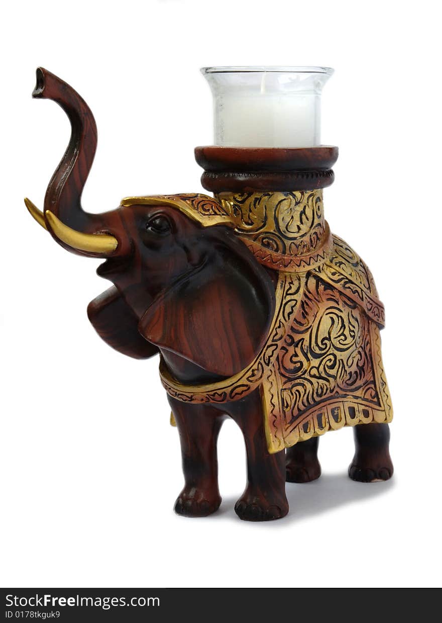 Elephant candlestick isolated over white background