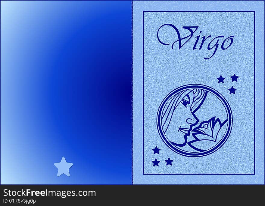 Virgo zodiac card- zodiac theme. Virgo zodiac card- zodiac theme