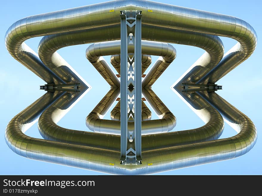 Abstract Illustration Of Pipes Against Blue Sky