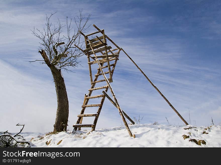 High seat in a winter Landscape. High seat in a winter Landscape