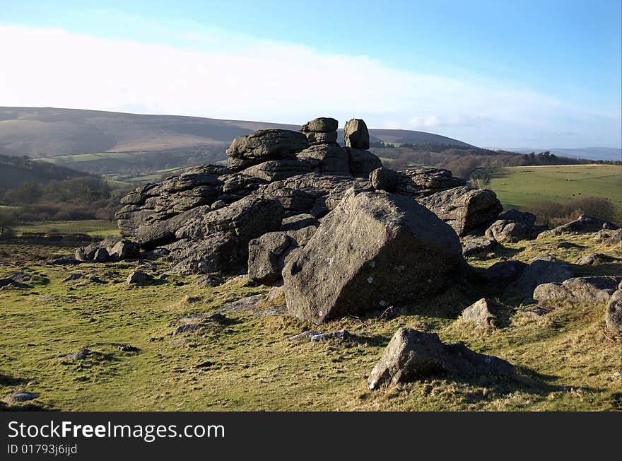 Hound Tor in Devon around the hills