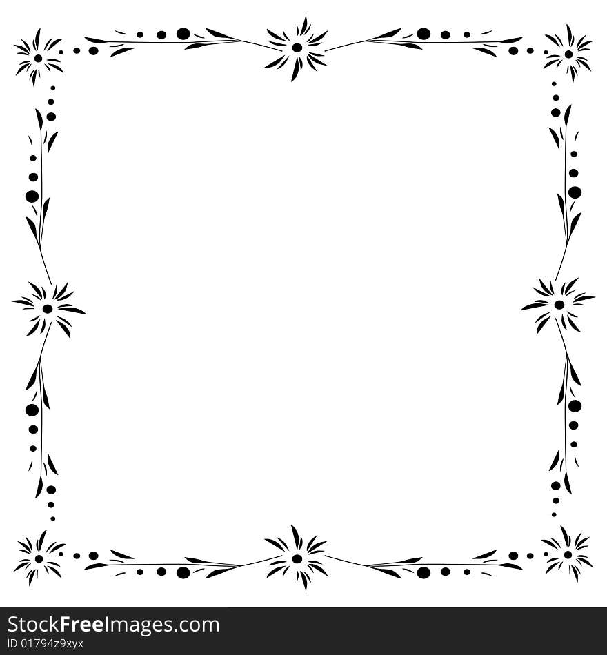 Illustration, black and white vector abstract frame. Illustration, black and white vector abstract frame