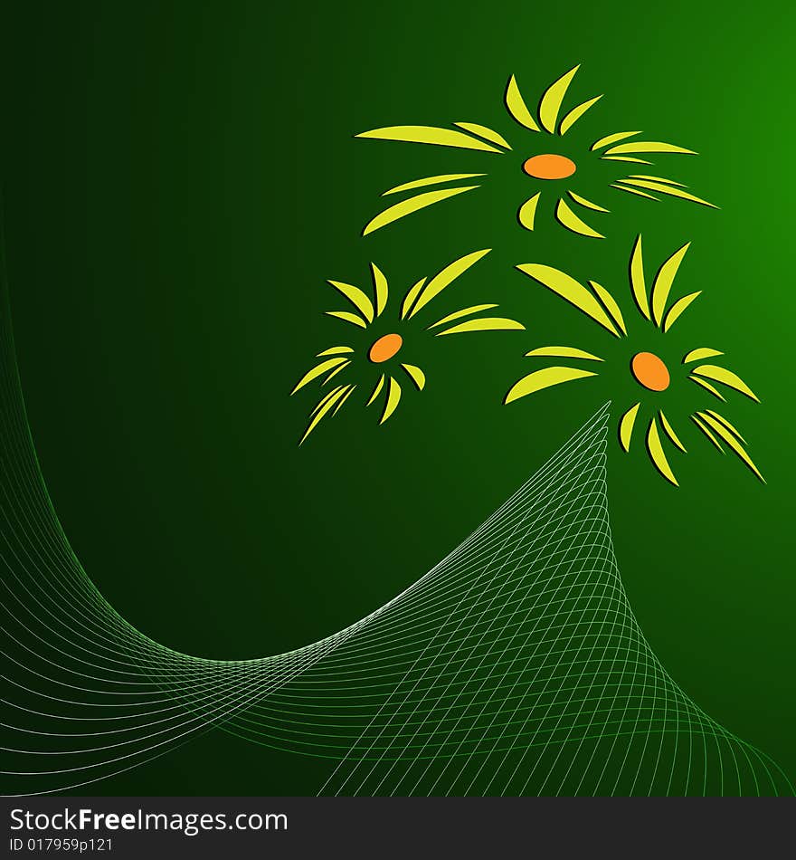 Green and yellow floral banner vector