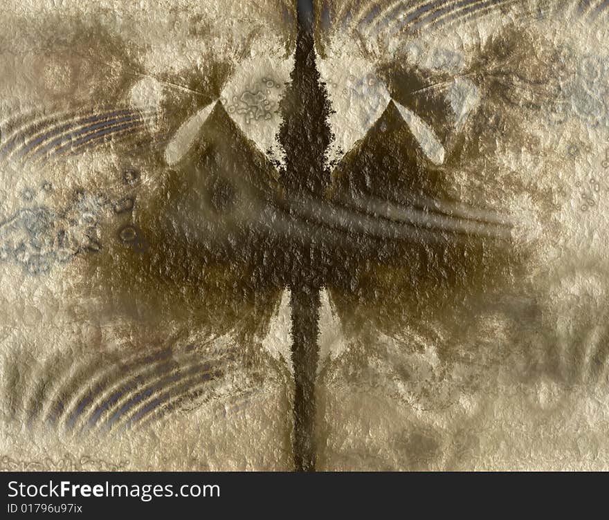 Parchment abstract background with strange pseudo symmetric shape. Parchment abstract background with strange pseudo symmetric shape