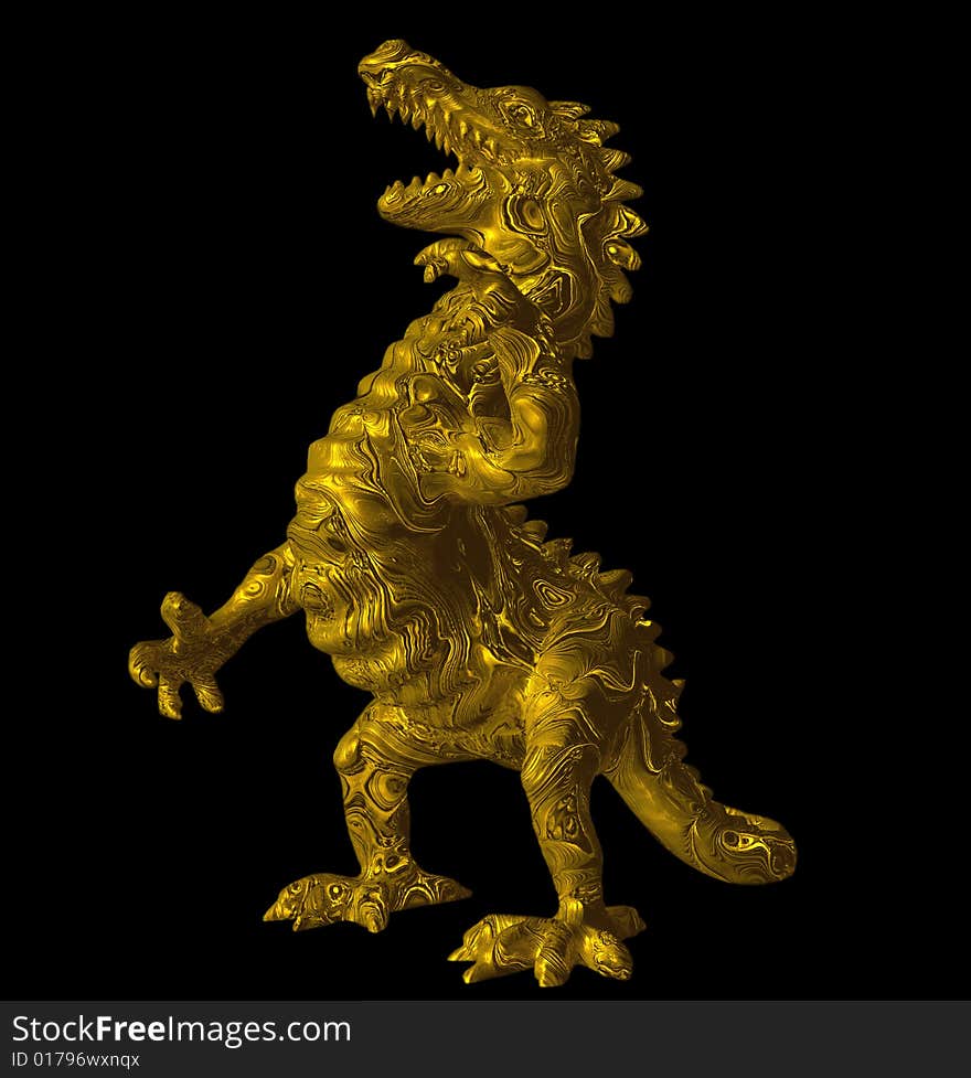 Gold Dragon on black background. Gold Dragon on black background