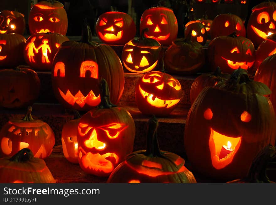 Carved Lighted Pumpkins