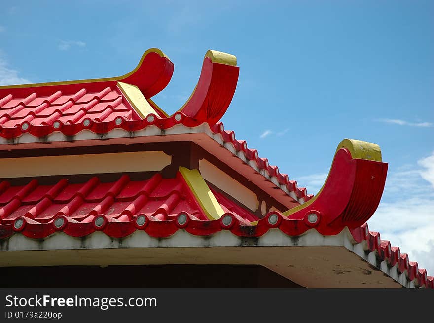 Chinese roof and sky in afternoon. Chinese roof and sky in afternoon