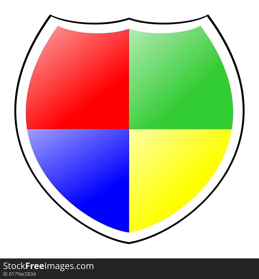 Rainbow shield guard isolated with white background