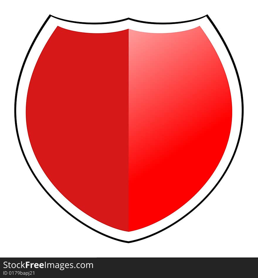 Red shield guard isolated with white background