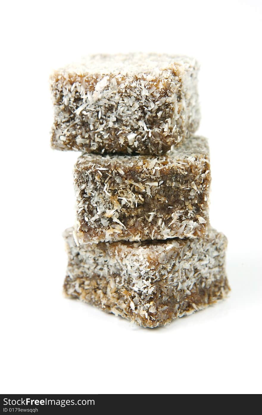 Lamingtons isolated against a white background