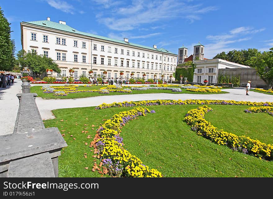 Mirabell palace and garden in the summer Salzburg, Austria. Mirabell palace and garden in the summer Salzburg, Austria