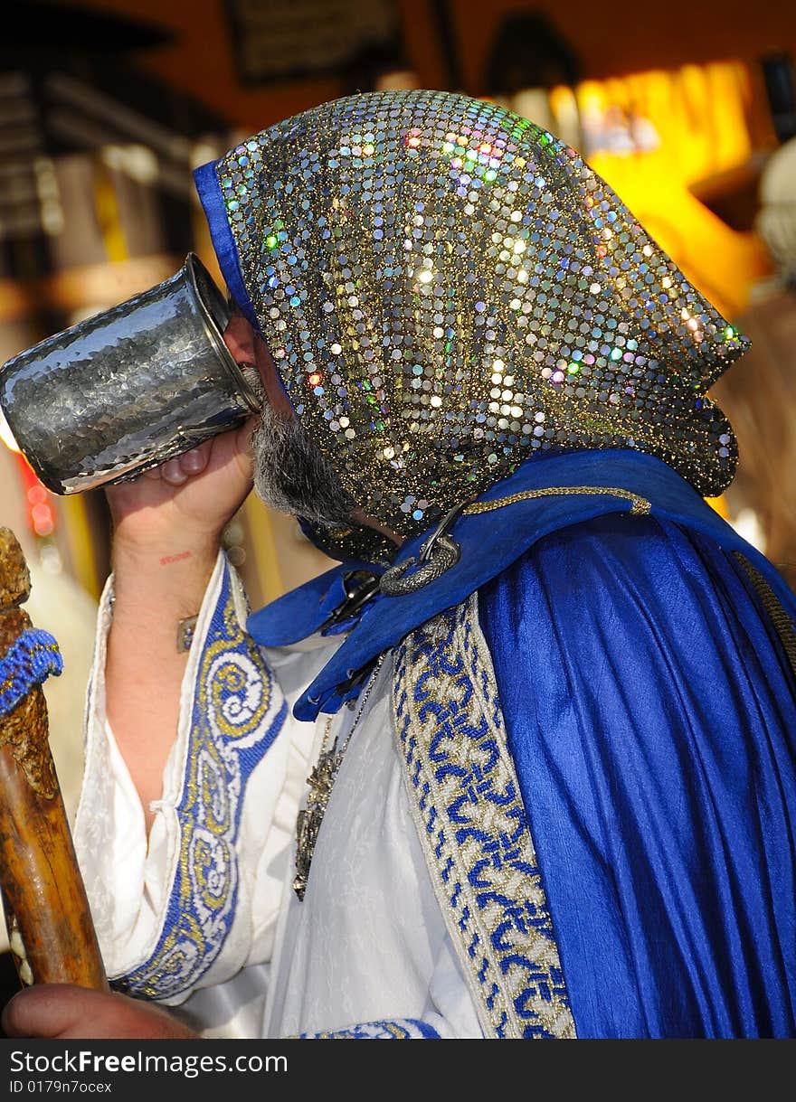 Ardath Dragon Wizard Quenching his Thirst at  Renaissance Festival. Ardath Dragon Wizard Quenching his Thirst at  Renaissance Festival