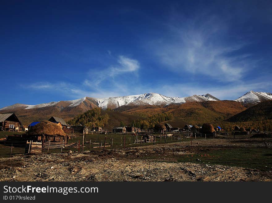 Baihaba's village under the snow mountain. Baihaba's village under the snow mountain