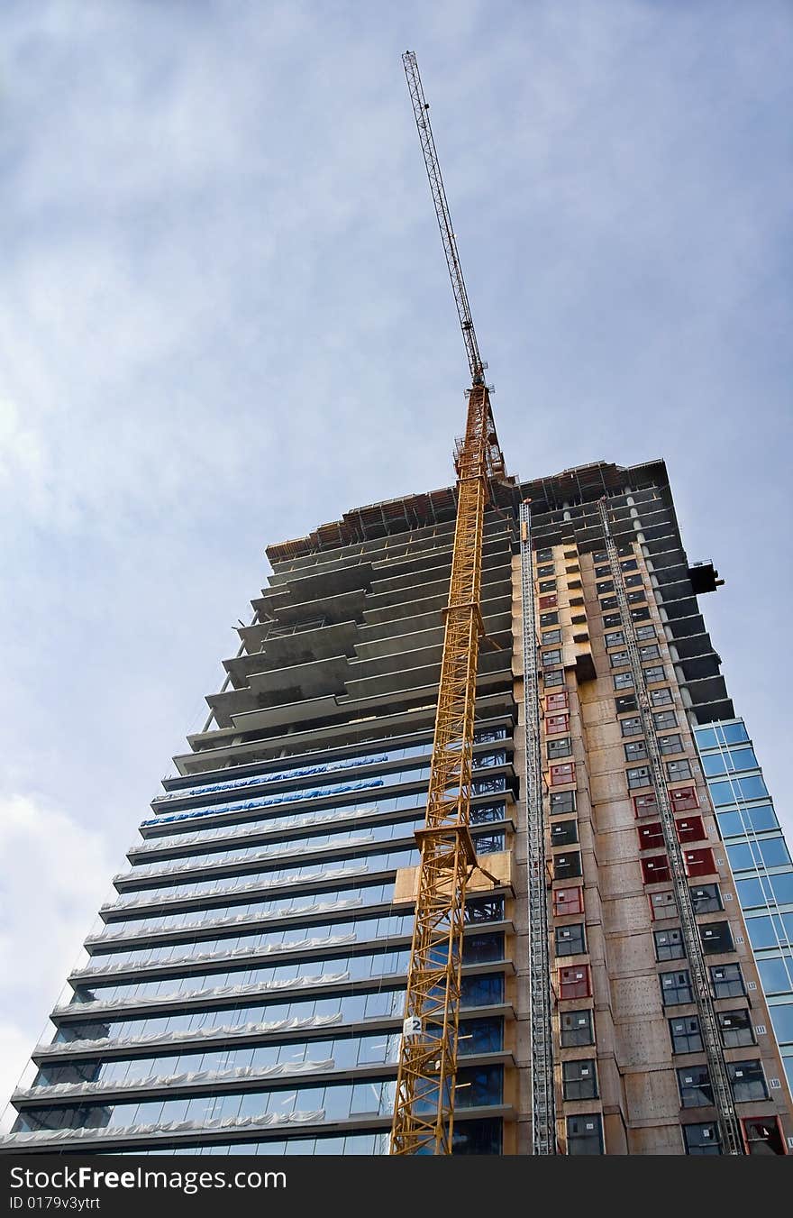 Highrise Building Construction and Crane