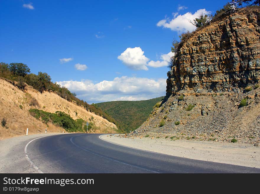 Dangerous mountain road in the North Caucasus, Russia