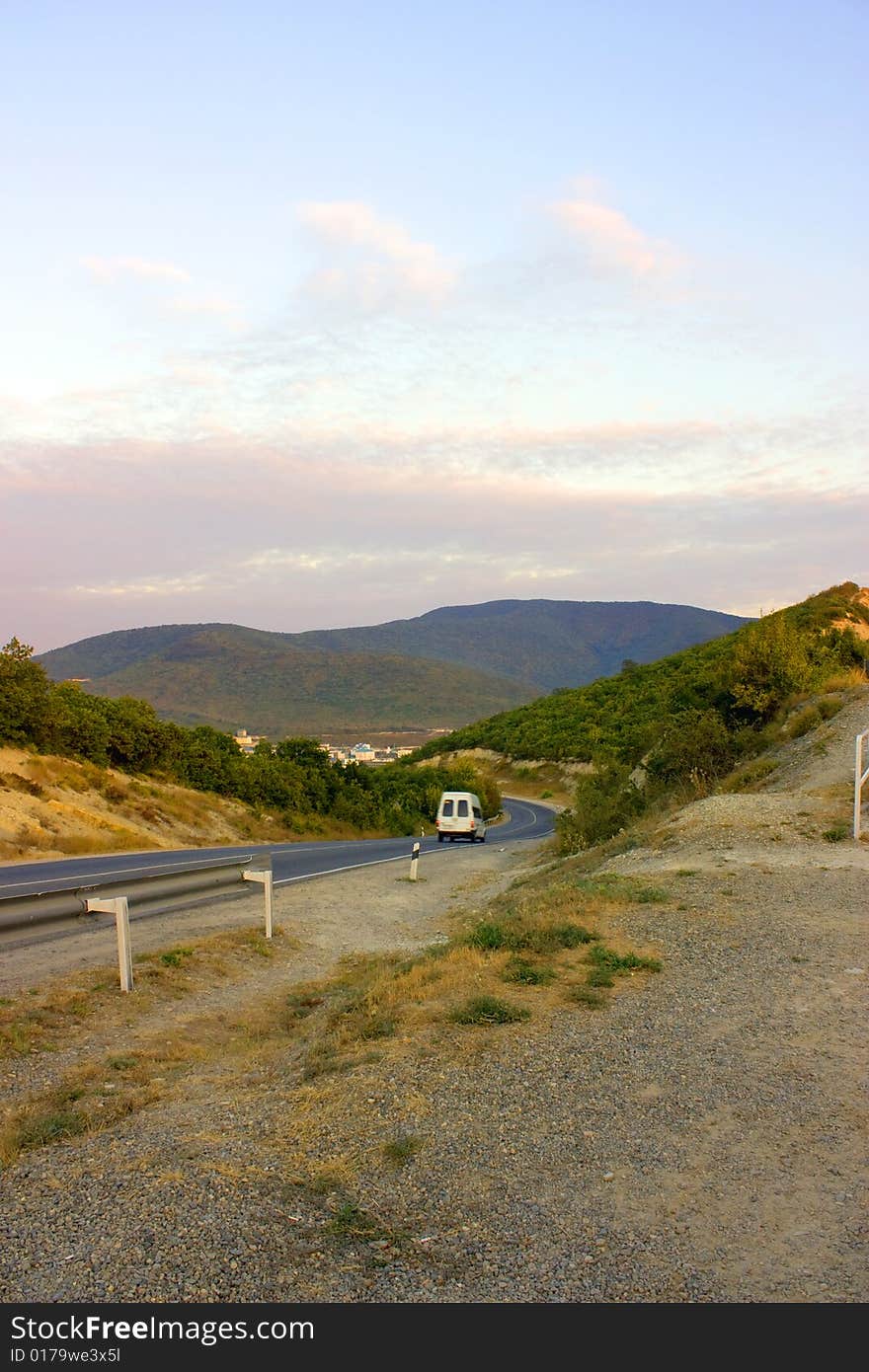 Dangerous mountain road in the North Caucasus, Russia