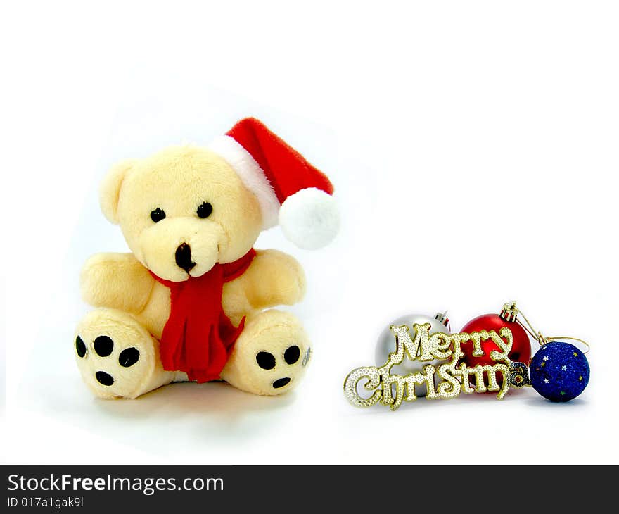 Christmas teddy bear with ornaments