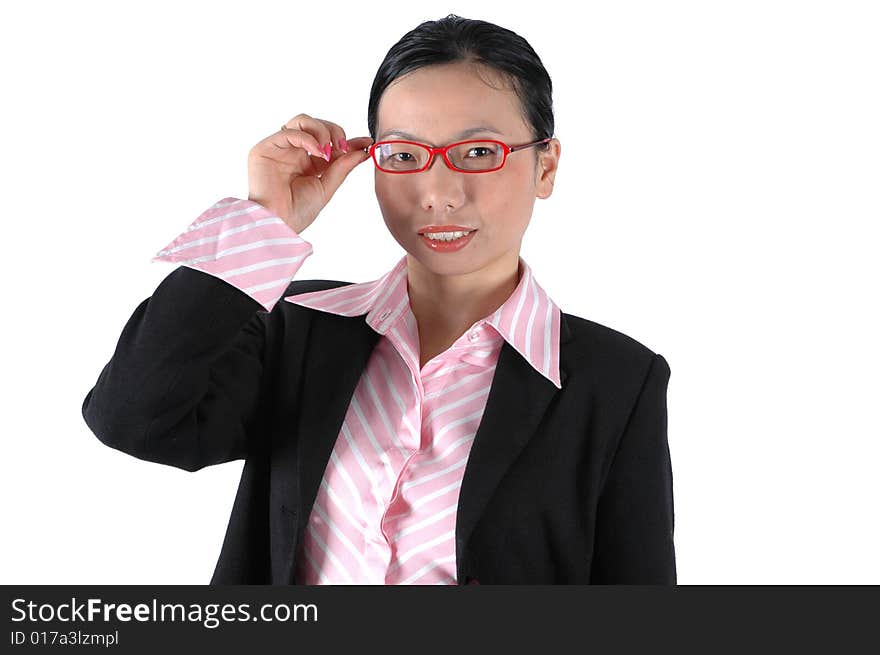 Chinese businesswoman, wearing lady's suit and shirt. Smart and confident looks. Chinese businesswoman, wearing lady's suit and shirt. Smart and confident looks.