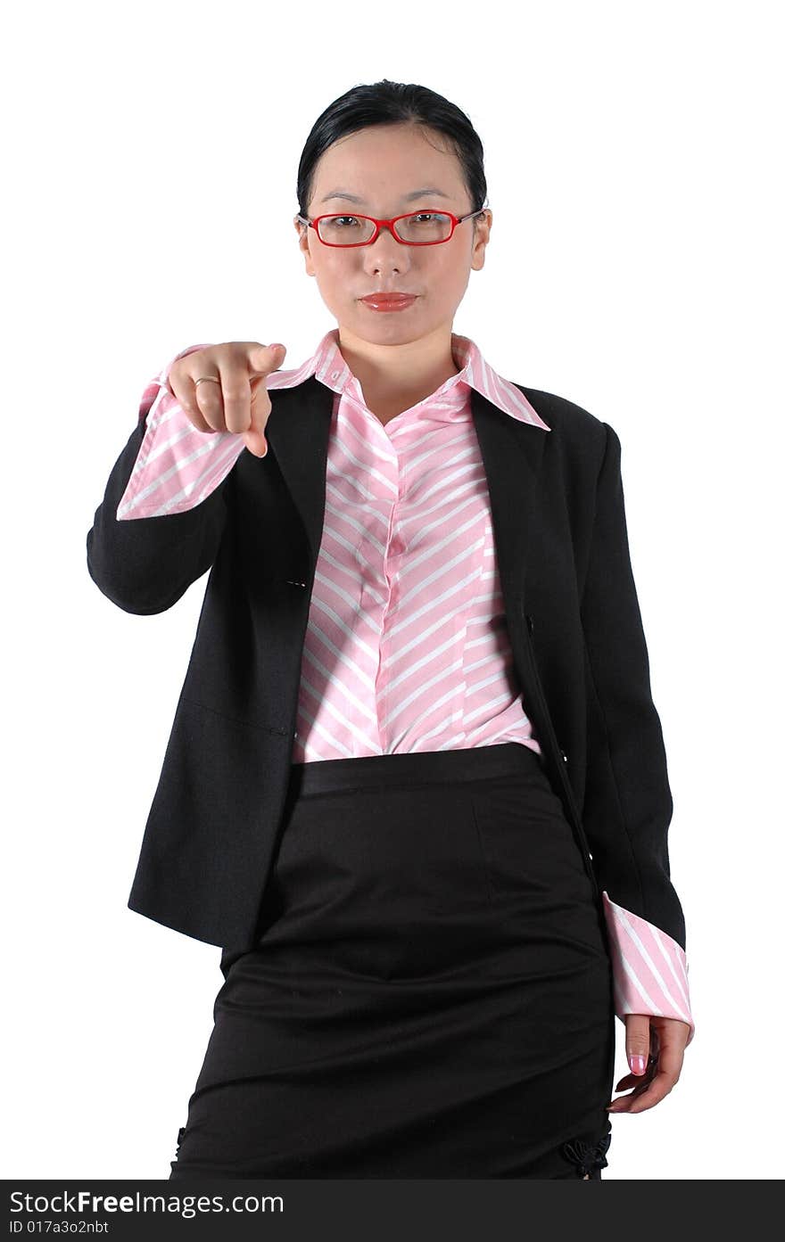 Asian Businesswoman Pointing Finger