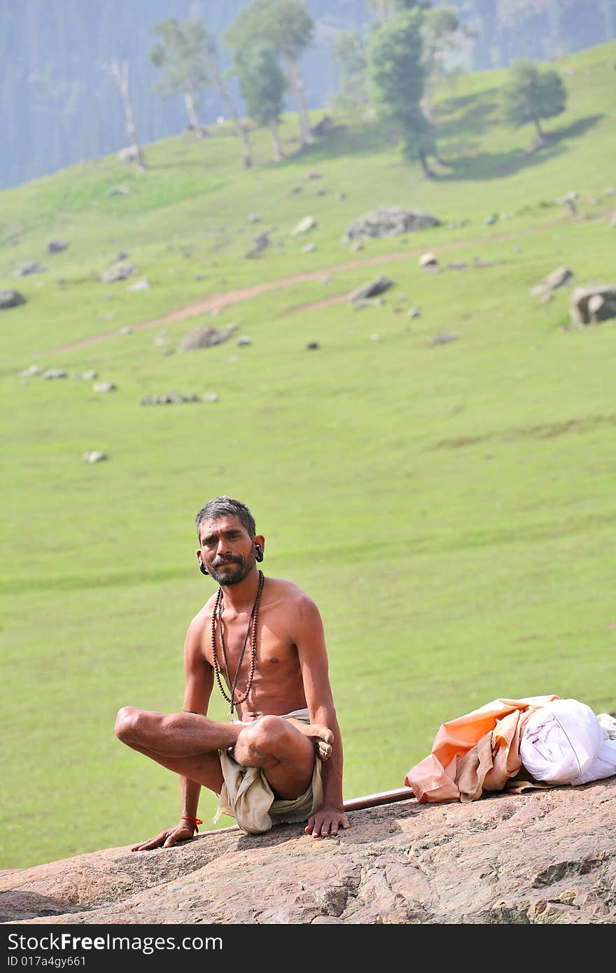 Yogin in the Himalays -asana in the nature