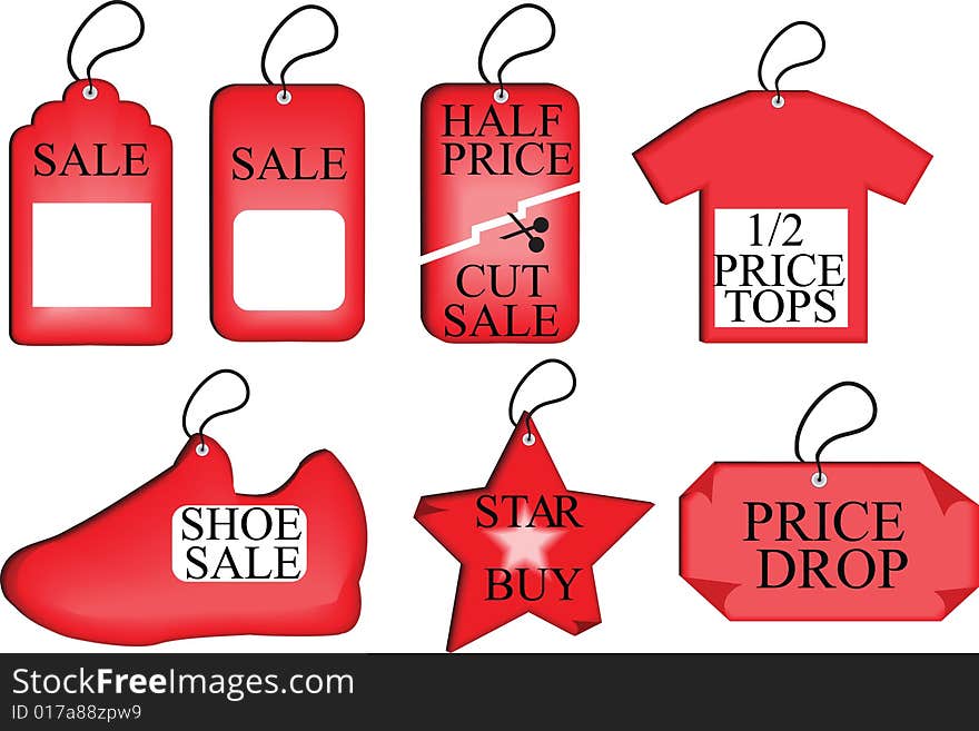 Vector illustration of a set of blank sale tags