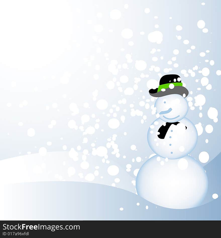 Snowman and snowflakes, vector illustration