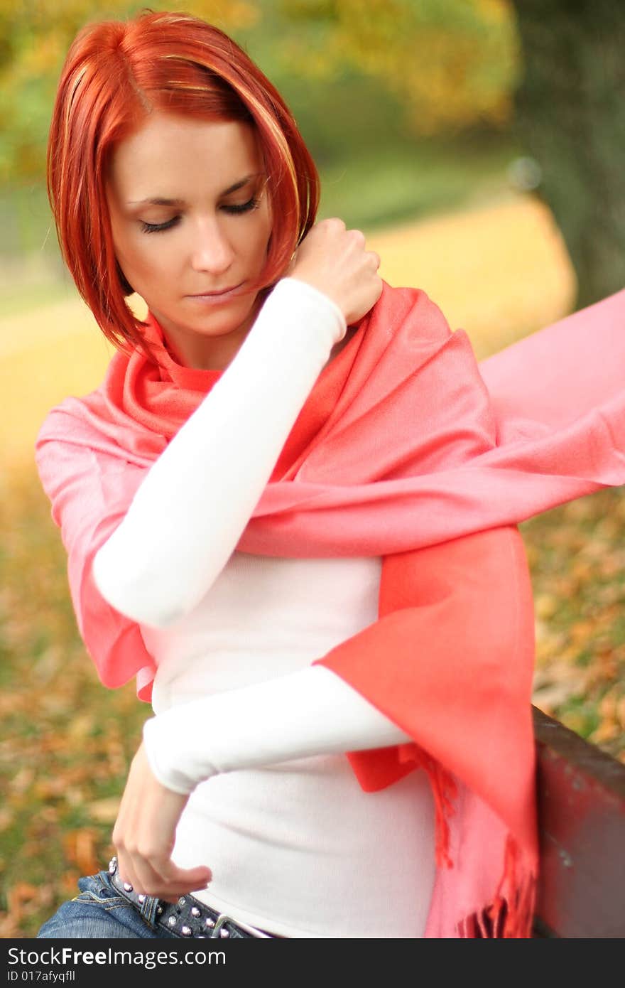 Young girl in autumn park. Young girl in autumn park