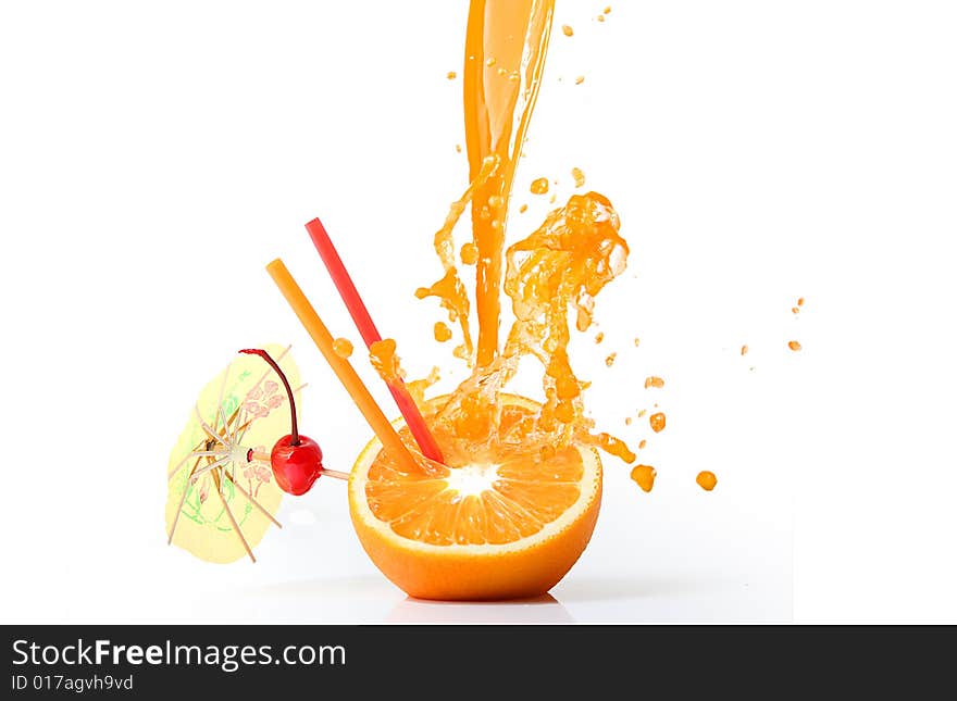 Fresh orenge juice isolated on white background. Fresh orenge juice isolated on white background