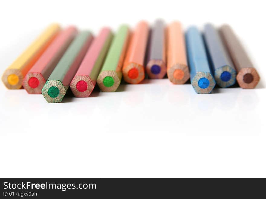 Colorful pencils isolated on white background