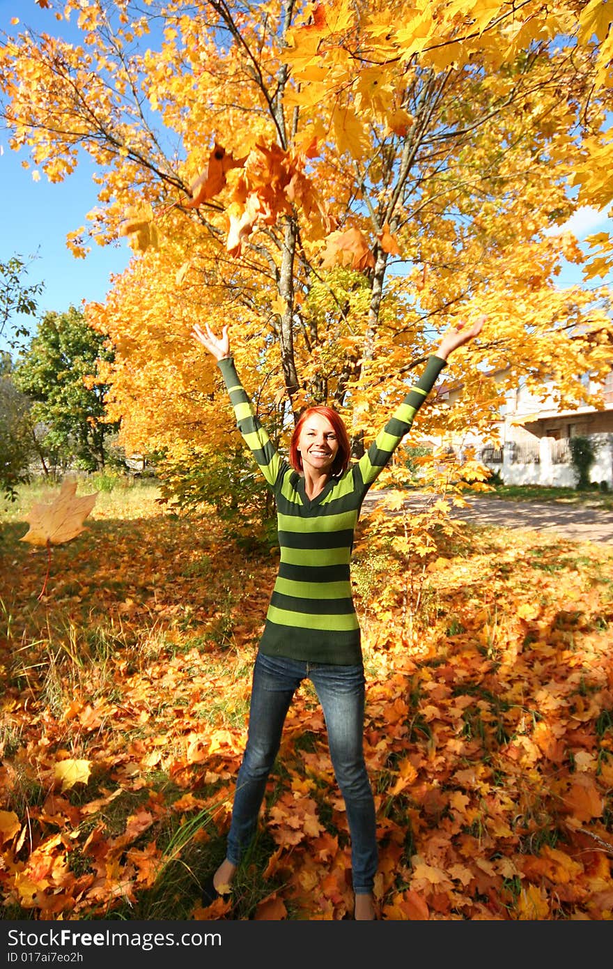 Young girl having fun outdoors