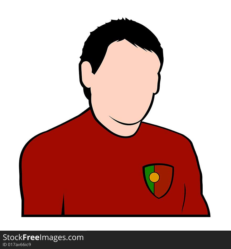 Simple illustration of portugese football or soccer player in national suit. Simple illustration of portugese football or soccer player in national suit