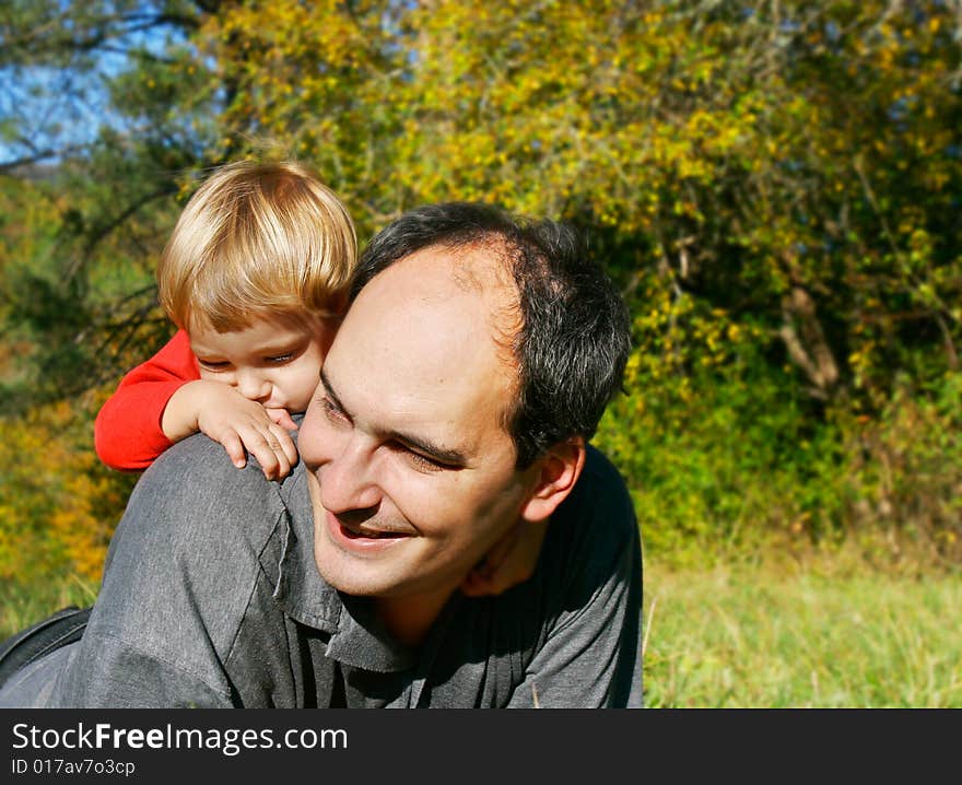 Father and son outdoor portrait