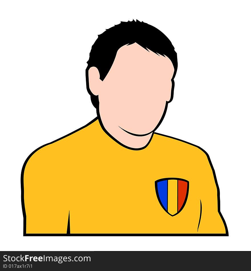 Simple illustration of romanian football or soccer player in national suit. Simple illustration of romanian football or soccer player in national suit